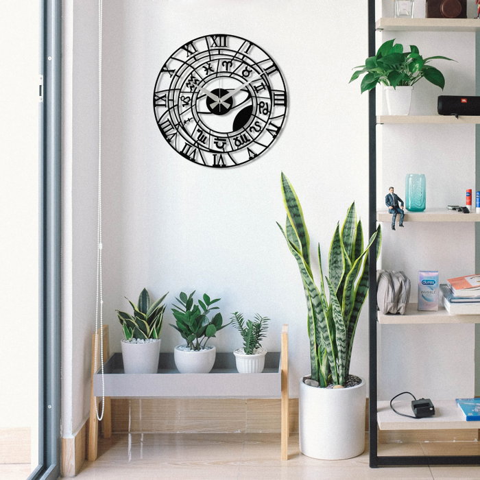 Wallity Enzoclock - S025 Reloj de pared decorativo de metal negro Wallity Enzoclock - S025 Reloj de pared decorativo de metal negro